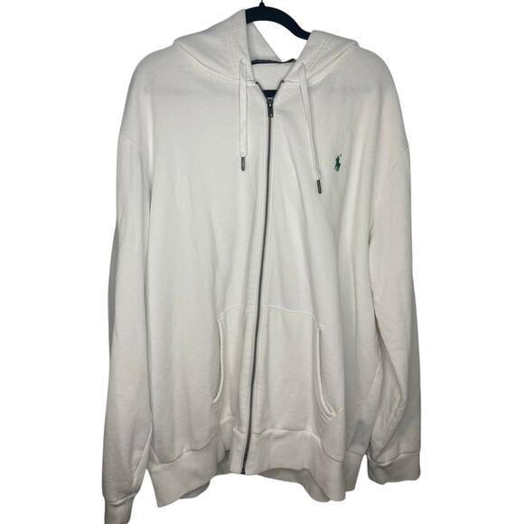 Polo Ralph Lauren Full Zip Hoodie Men's Size XXL Sweatshirt White Logo Signature - Picture 1 of 8